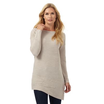 The Collection Beige ribbed asymmetric tunic